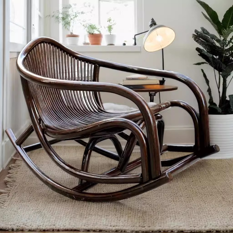 Simple Willow Porch Rocker with Recessed Arm