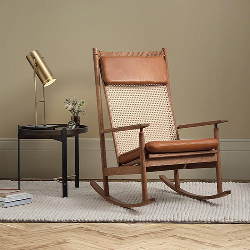 Simple Upholstered Porch Rocker: Padded with Track Arm