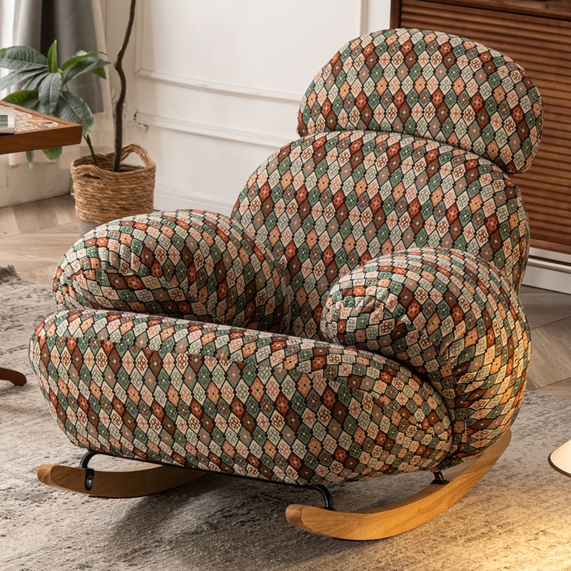 Simple Upholstered Rocking Seat, Padded with Round Arm/Recessed Arm