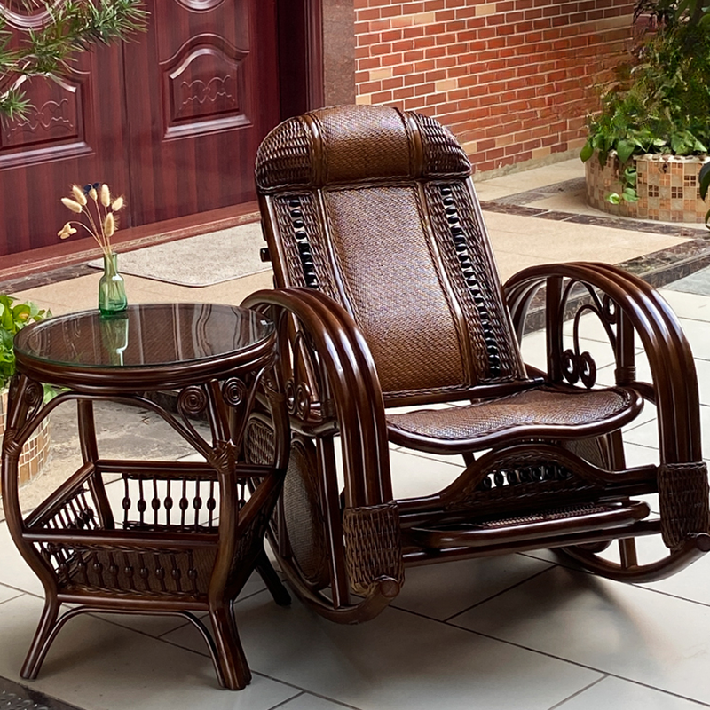 Simple Cane Rocking Chair: Scratch-tolerant with Track Arm