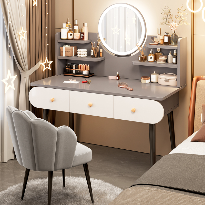 Simple Reclaimed Wood Standard Vanity Set with 3 Drawers, No Suspension, and Tabletop Storage