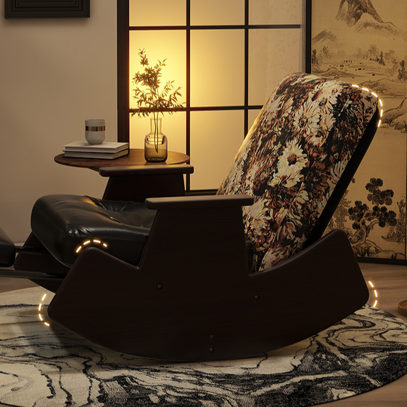 Modern Upholstered Scratch-durable Front Porch Rocker with Recessed Arm, Padded