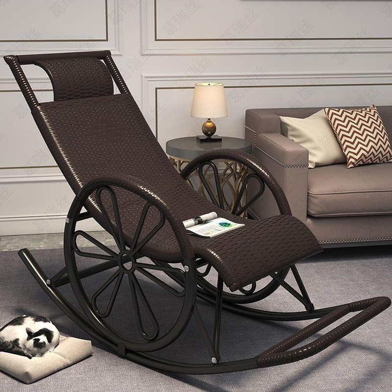 Simple Synthetic Rocking Chair with Scratch-tolerant Finish and Track Arm