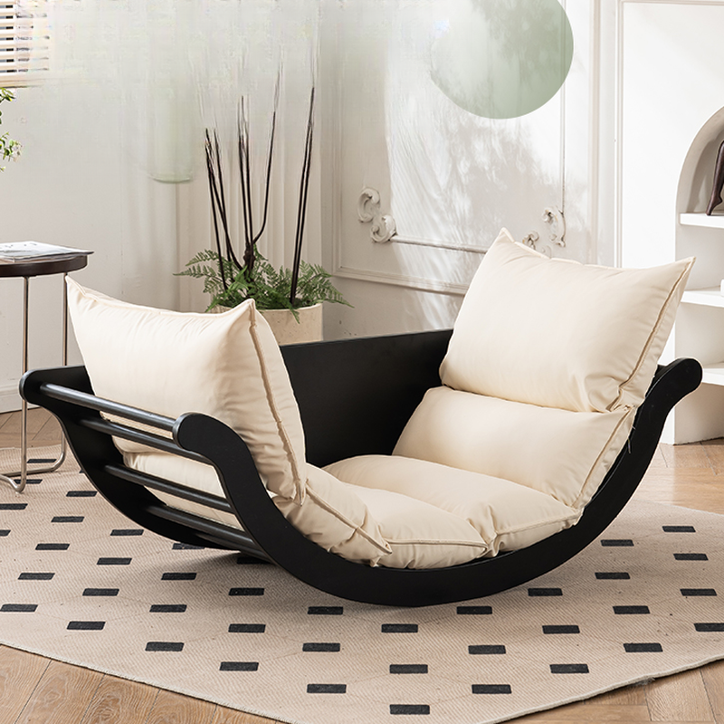 Black/Chalk/Auburn Simple Upholstered Rocking Chair with Scratch-tolerant and Padded Finish