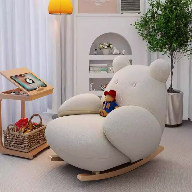 Simple Upholstered Porch Rocker: Padded with Round Arm