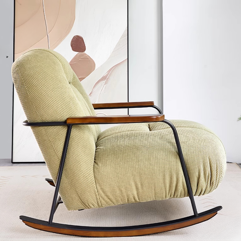 Simple Style Upholstered Rocking Chair with Padded Seat and Track Arm