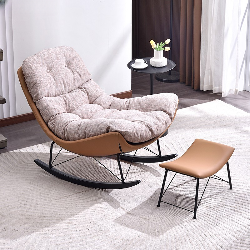 Simple Style Upholstered Rocking Chair with Padded Seat