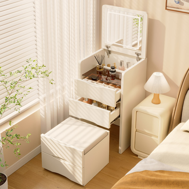 Multi-Purpose Pop Up Vanity Set with Lighting, Dividers, Push-Pull Functionality, and Adjustable Brightness & Touch