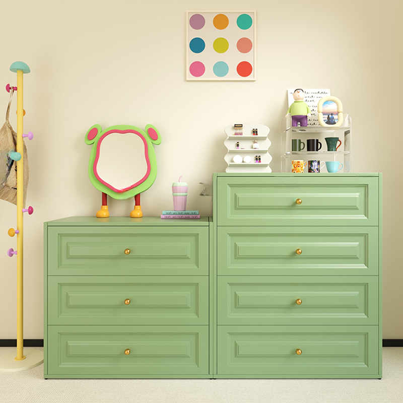 Steel 5 Tiers/4 Tiers/3 Tiers Bachelor Chest in Green/White with Drawers in a Contemporary Style