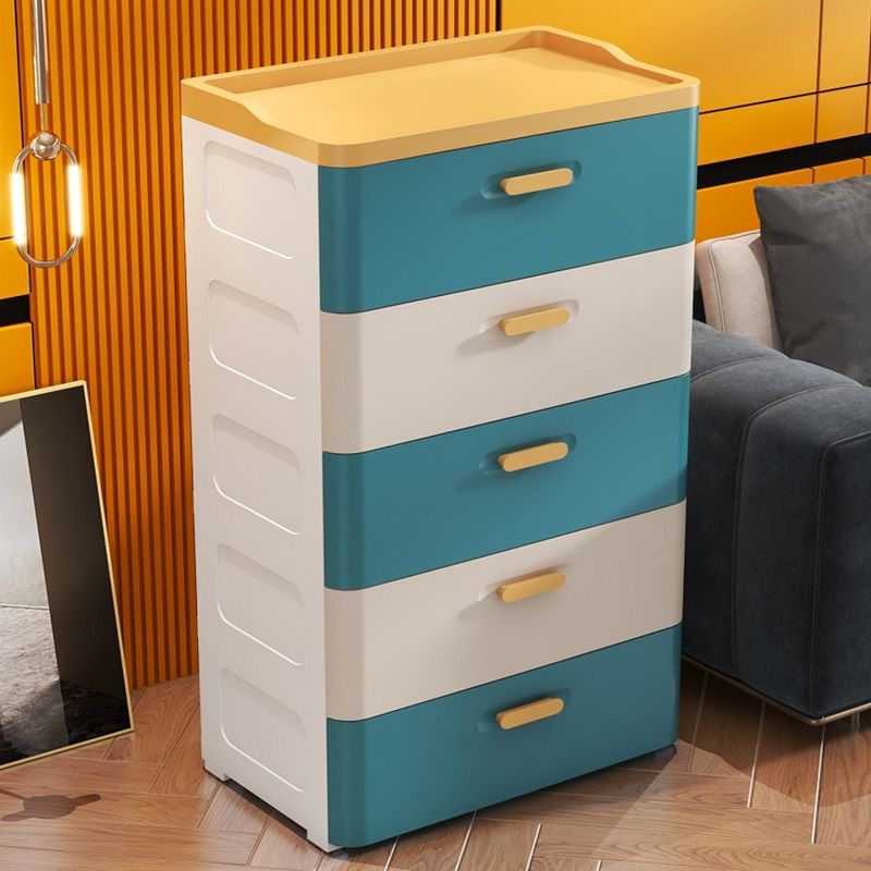 Simple Plastic & Acrylic Bachelor Chest with 5 Tiers and Caster Wheels