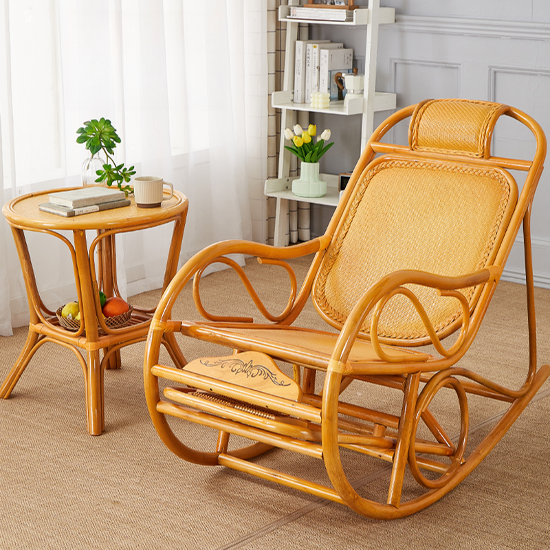 Wood Colour Simple Willow Rocking Seat with Track Arm