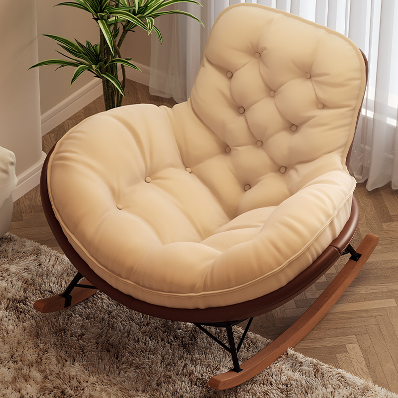 Simple Upholstered Rocking Seat with Water Proof Finish, 2 Piece Set Including Padded Ottoman