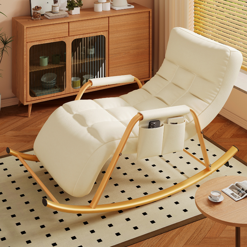 Simple Upholstered Porch Rocker with Scratch-tolerant Padded Track Arm