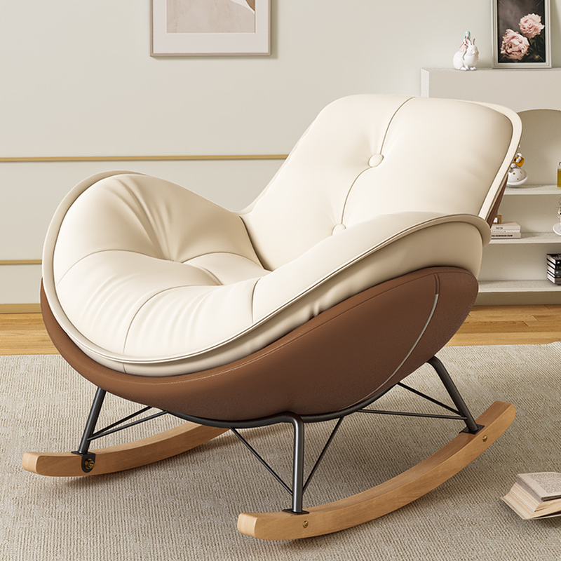 Simple 2 Piece Set Upholstered Rocking Seat with Scratch-tolerant Padded Design and Ottoman