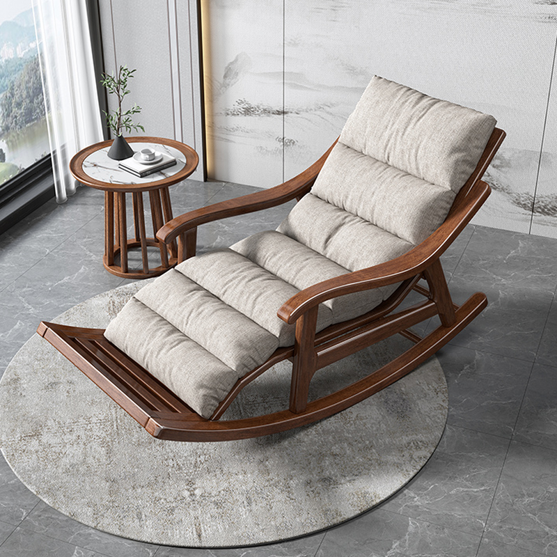 Simple Upholstered Rocking Chair with Ottoman: Scratch-tolerant, Padded & Recessed Arm
