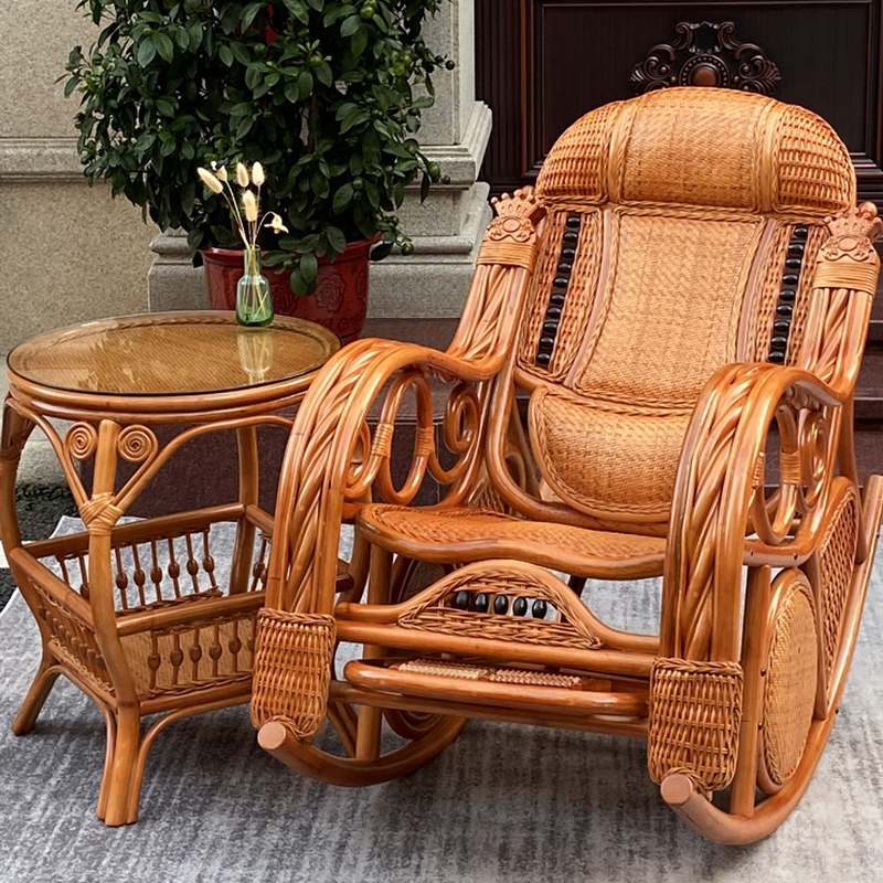 Grey Simple Upholstered Porch Rocker with Padded Track Arm