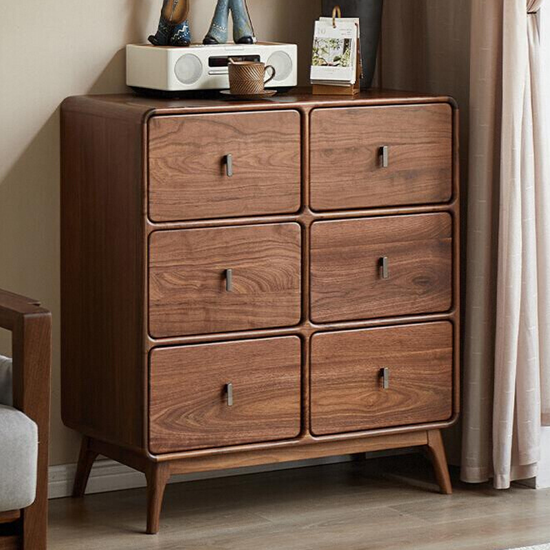 Pecan Simple Console Dresser in Natural Wood, Vertical Orientation