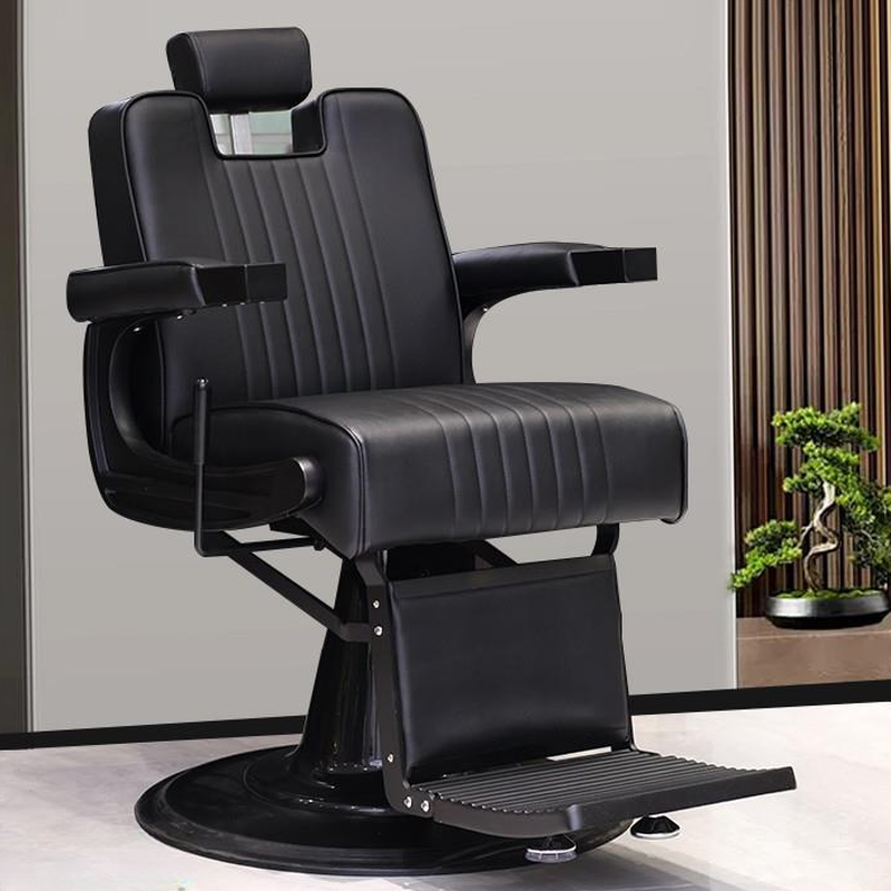 Rectangular Alterable Barber Chair Solid Colour Stain Resistant Height-adjustable with Closed Back & Manual Recline