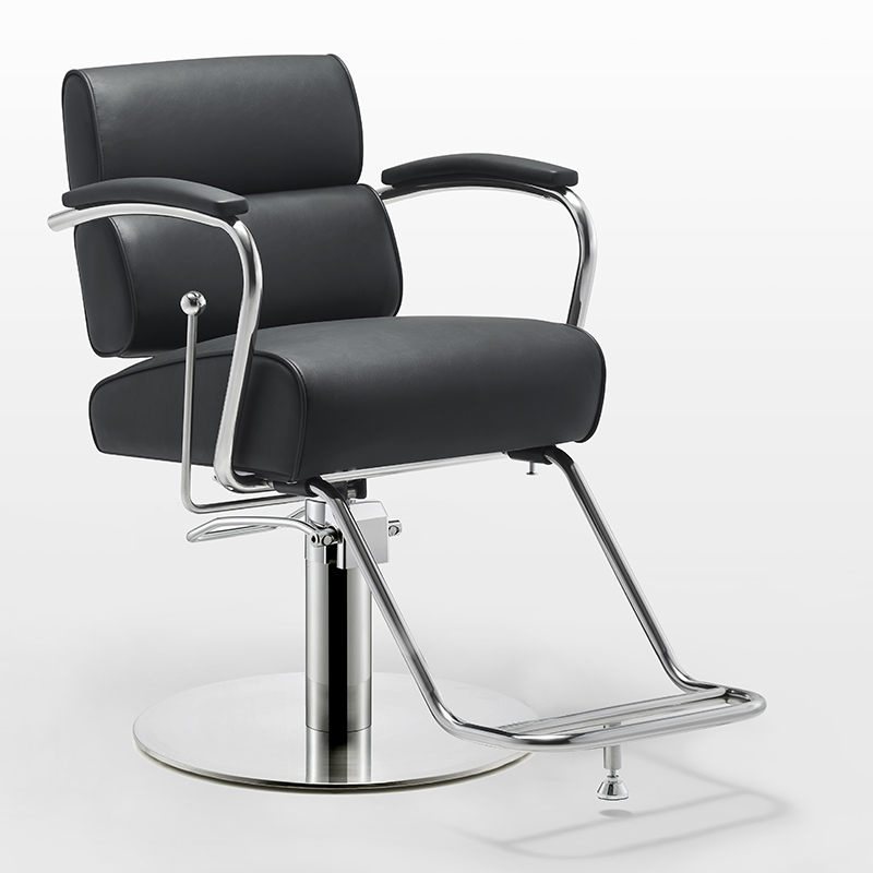 L-Shape Solid Colour Stain Resistant Stainless Alloy Barber Chair with Swivel Foot Prop