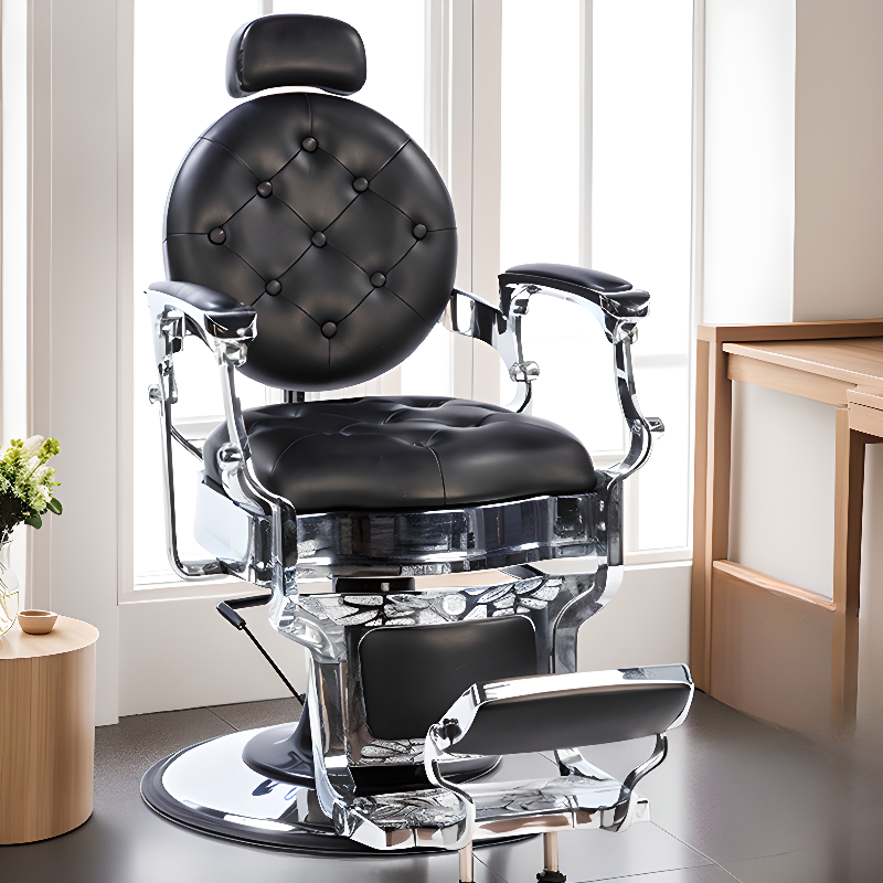 Round Ventilated Back Reclining Stain Resistant Barber Chair
