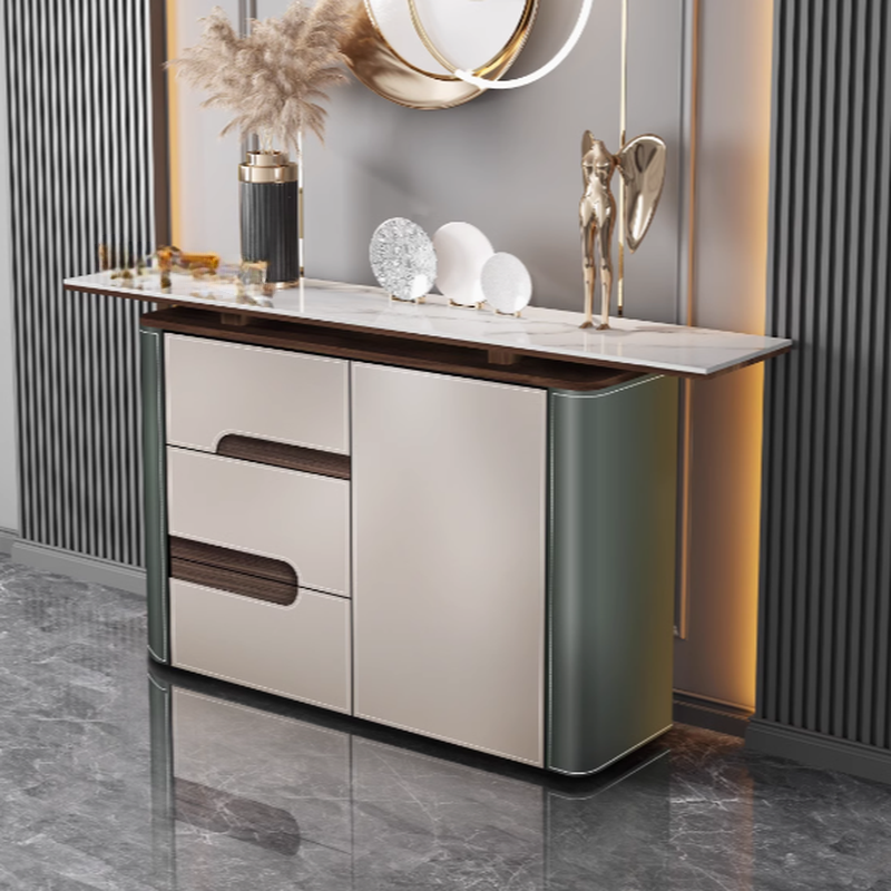 Functional Console Stand with 3 Drawers, 1 Cabinet, and 2 Shelves