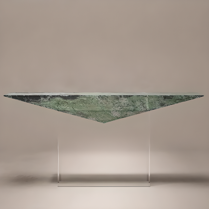 Modern Sintered Stone Pedestal Hallway Table, Scratch-proofed Rectangular Top, Stain Resistant