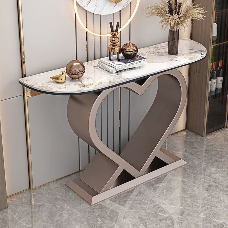 Modern Stone Console Desk with Stump Base, Scratch-tolerant and Stain Resistant, Free Form Top