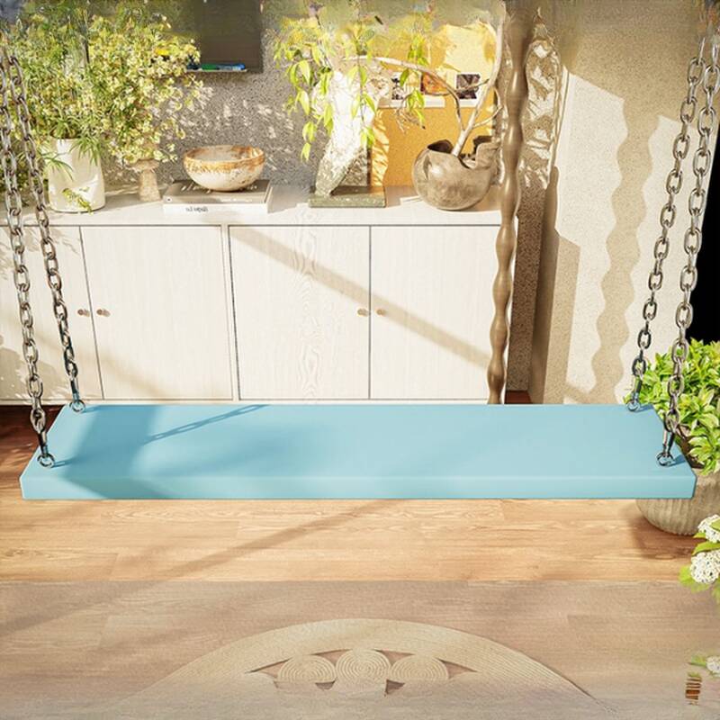 Solid Wood Hanging Porch Swing Unfinished Colour/Cerulean/Auburn for 4-person Seating