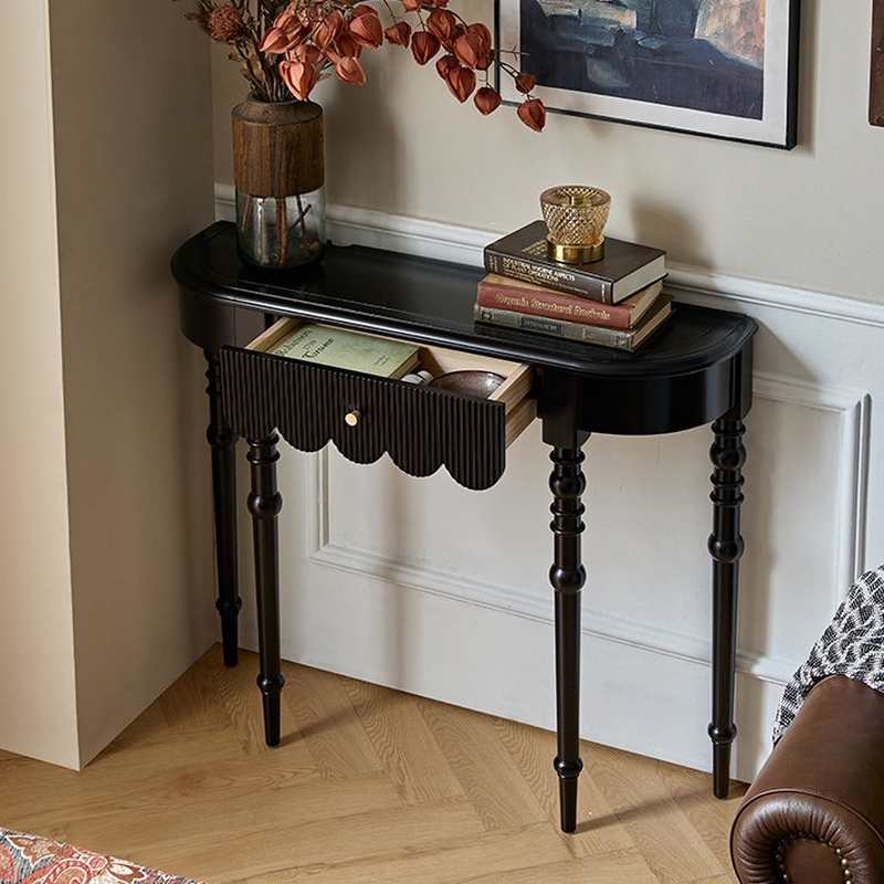 Timber Semi Circle Hallway Table with 1 Drawer