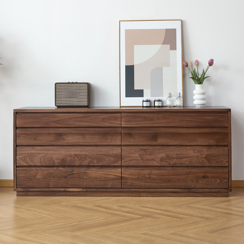 Sepia Casual Natural Wood Console Dresser with 8 Drawers, Horizontal Orientation