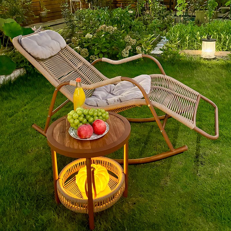 White Modish Upholstered Rocking Chair with Recessed Arm