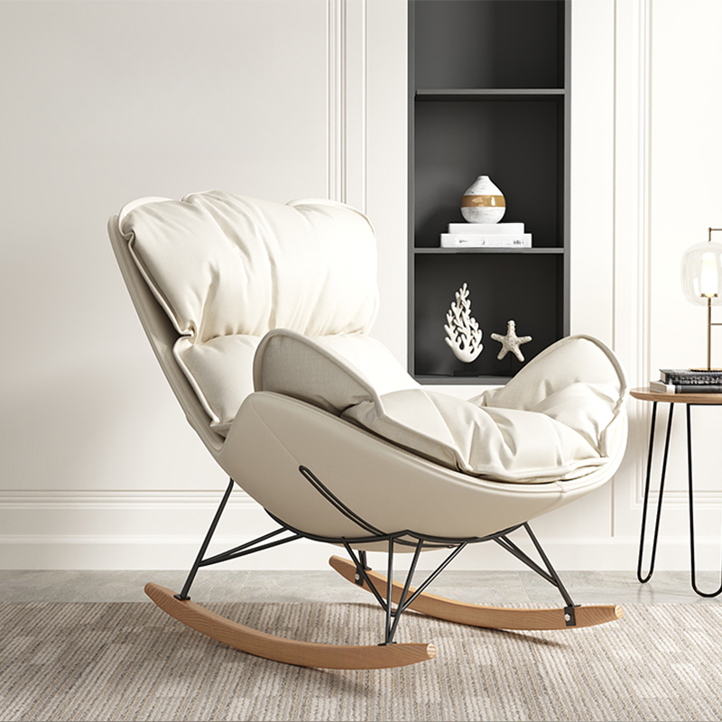 Modish Upholstered Rocking Accent Chair with Ottoman