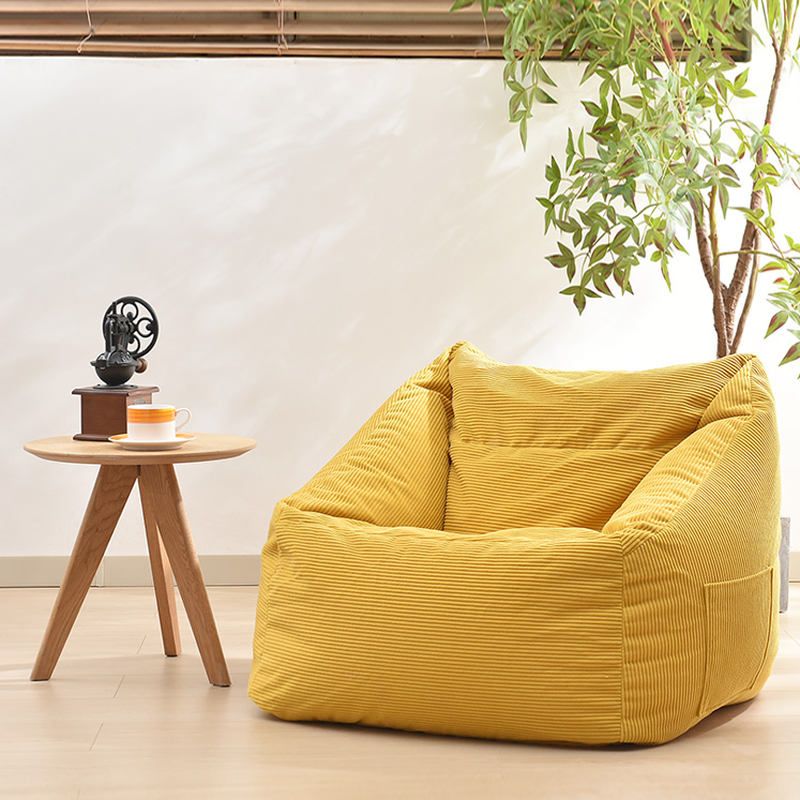 Solid Colour Corduroy Bean Bag Set in Light Blue/Sage/Auburn, Seats 1, Pre-Filled with Fill Included