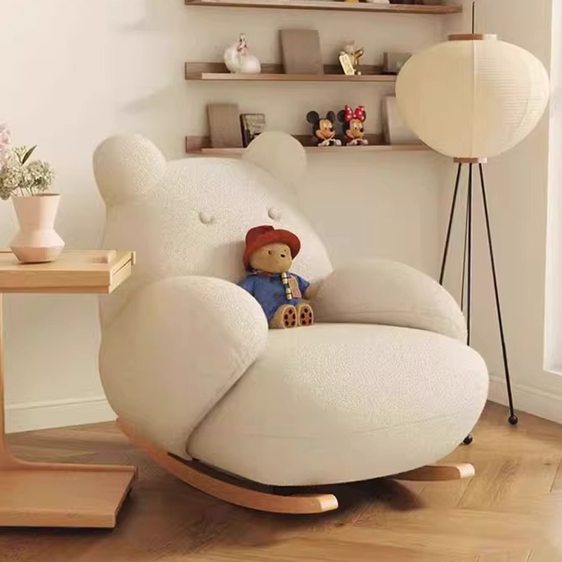 Modish Upholstered Rocking Chair with Recessed Arm