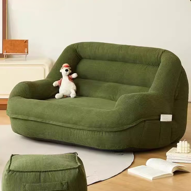 Expanded Polypropylene Beans Pre-Filled White/Crimson/Olive Green Solid Colour Corduroy Bean Chair with Removable Cover, Bean Bag Chair