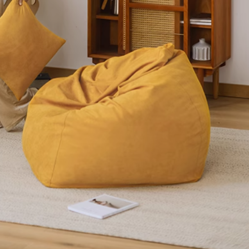 Solid Colour Bean Bag Set with Flannel Upholstery in Peony/Light Blue/Green, Includes Pillow, Pre-Filled with Removable Cover