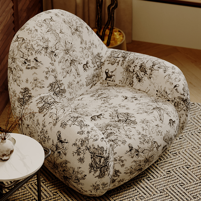 Mixed Pattern Bean Seat in Flannel, Gray/White, Seats 1, Pre-Filled Bean Bag Chair with Fill Included
