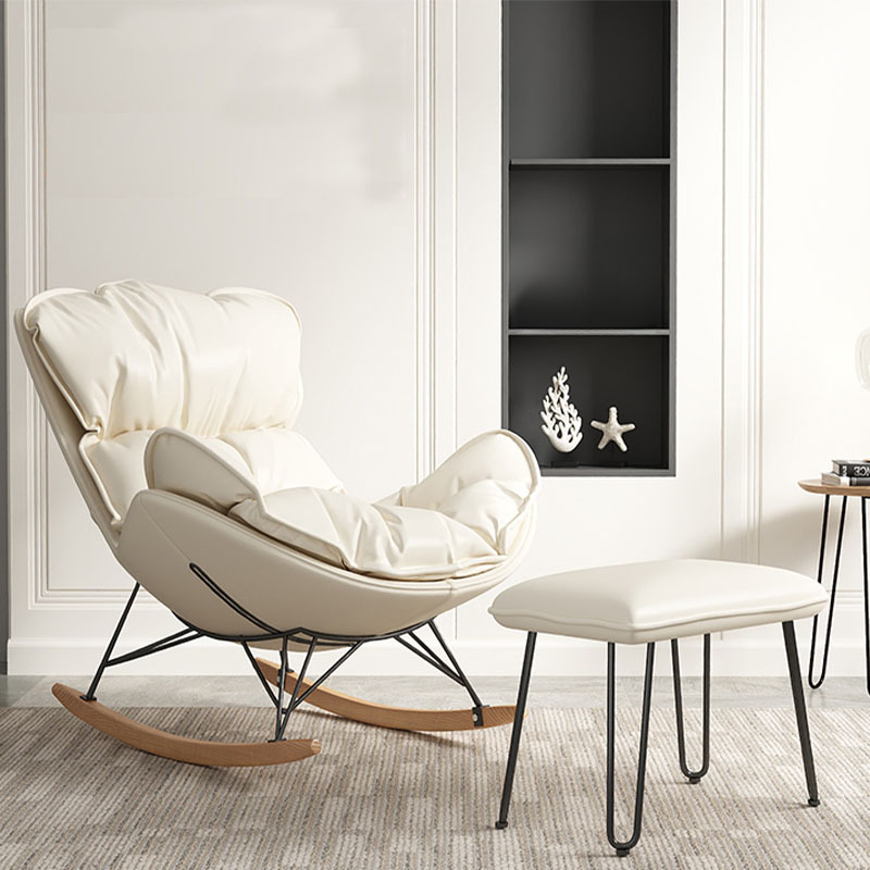 Modish Alloy Rocking Accent Chair, Upholstered