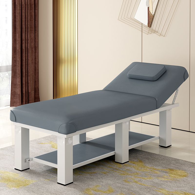 Steel-Based Rectangular Facial Bed with Fixed Height and Traditional Legs