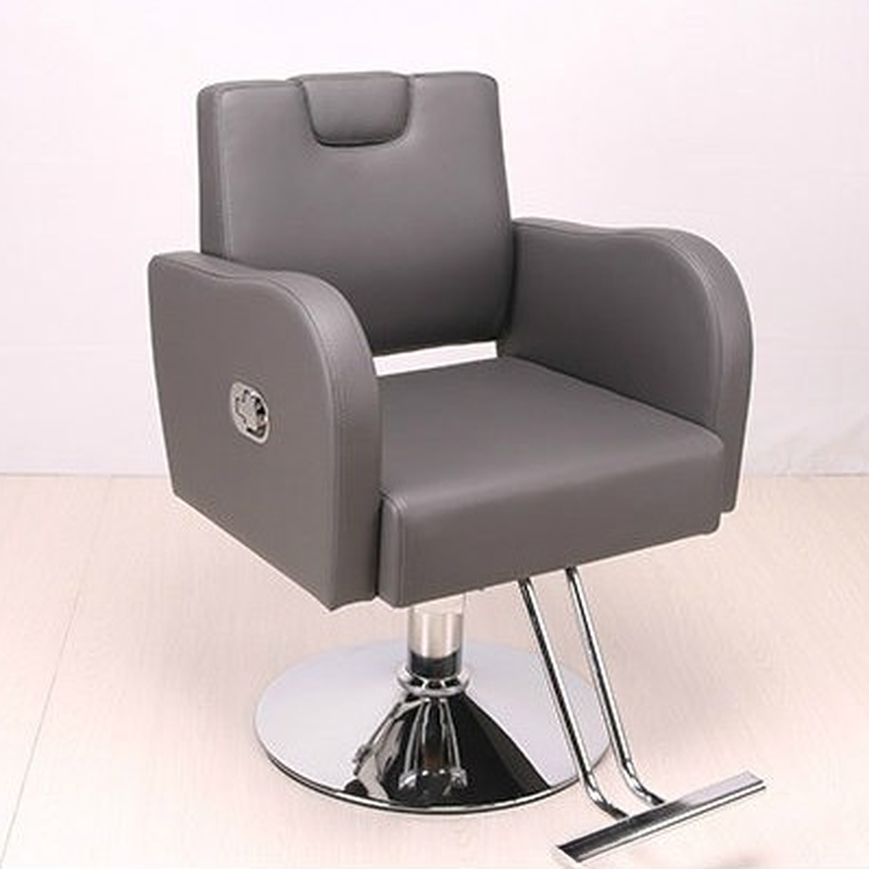Moisture-proof Manual Recline L-Shape Solid Colour Upholstered Leather Barber Chair with Airy Back