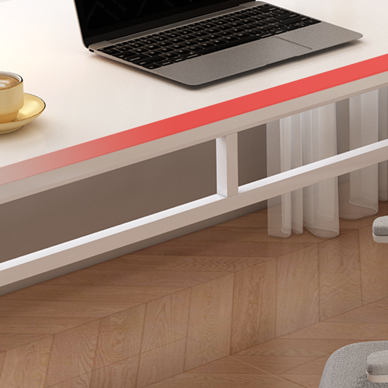 Modern Office Desk with Hutch, Integrated Cable Management, and Desk Return