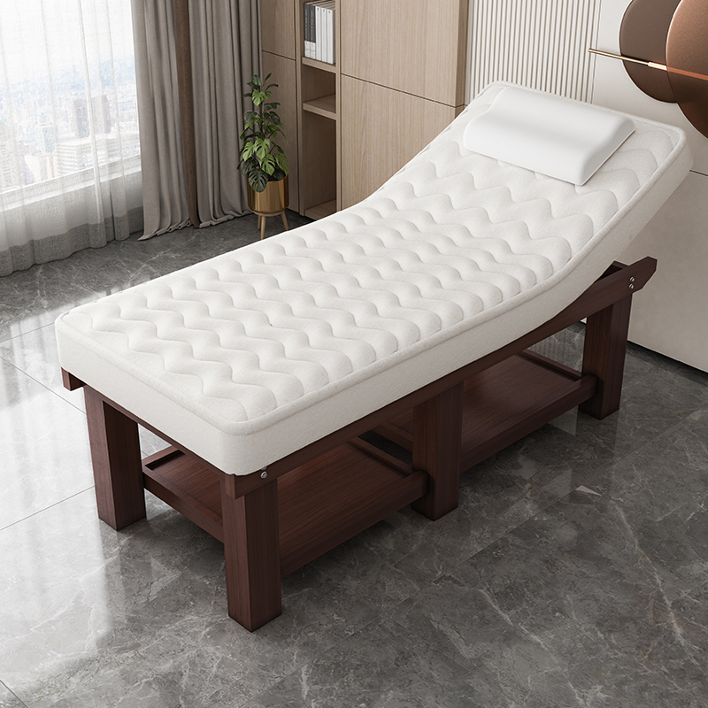 Grey/Chalk Rectangular Fixed Height Massage Bed with Wood Traditional Legs
