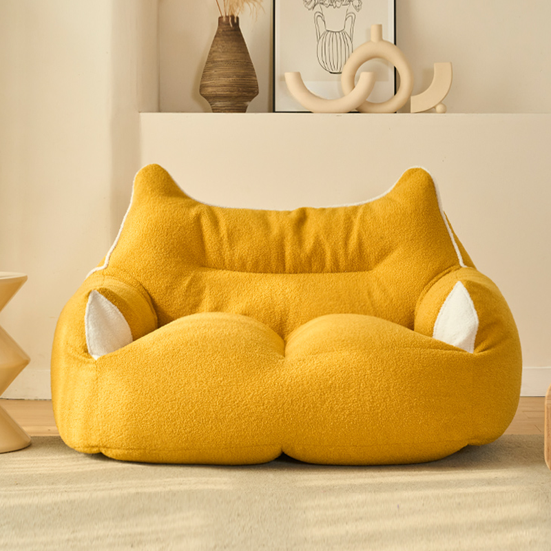 Pre-Filled Bean Bag Chair White/Gray/Carnation Mohair Bag Sofa/Beanie Chair Seats 2/Seats 1 with Removable Cover, Fill Included