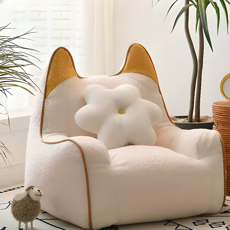 Pre-Filled Citrus Colour/Rose/White Mohair Bean Bag Chair Beanbag Shape Chair Seats 1 with Removable Cover, Fill Included