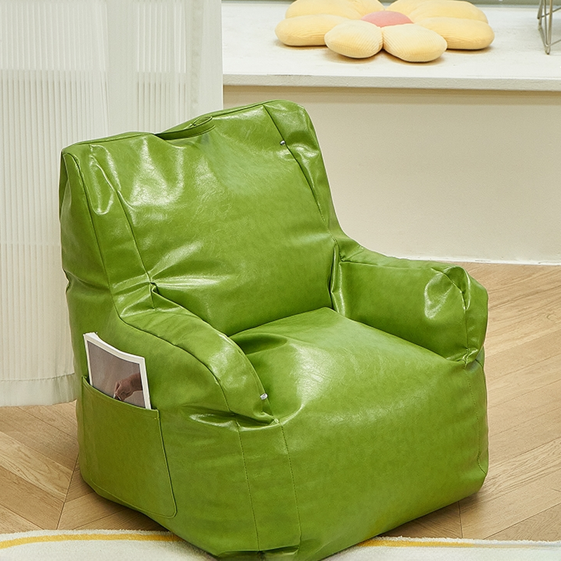 Black/Mauve Colour/Olive Green Faux Leather Pre-Filled Bean Chair Seats 1 with Removable Cover, Bean Bag Chair, Fill Included