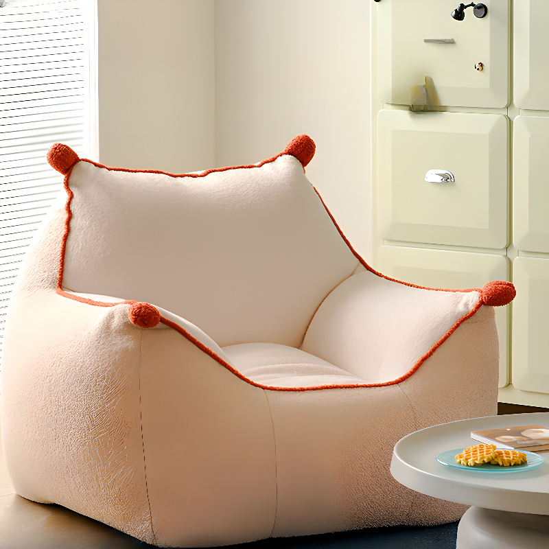Solid Colour White Bean Bag Lounger for One with Fill Included