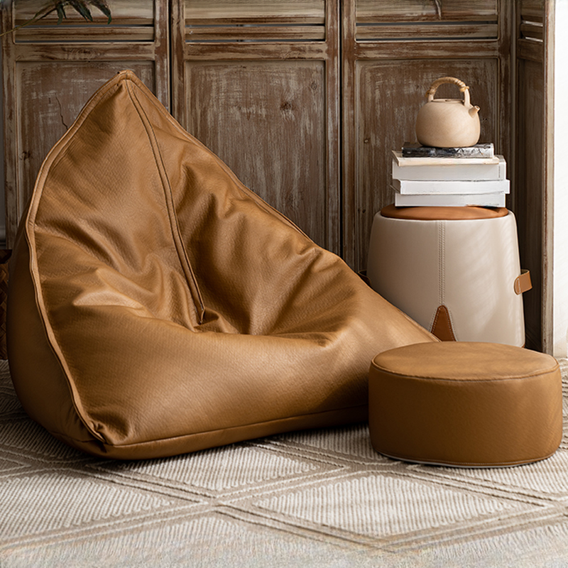 Brown/Green/Gray Solid Colour Polyester Blend Bean Bag Set for Seats 1, Fill Included