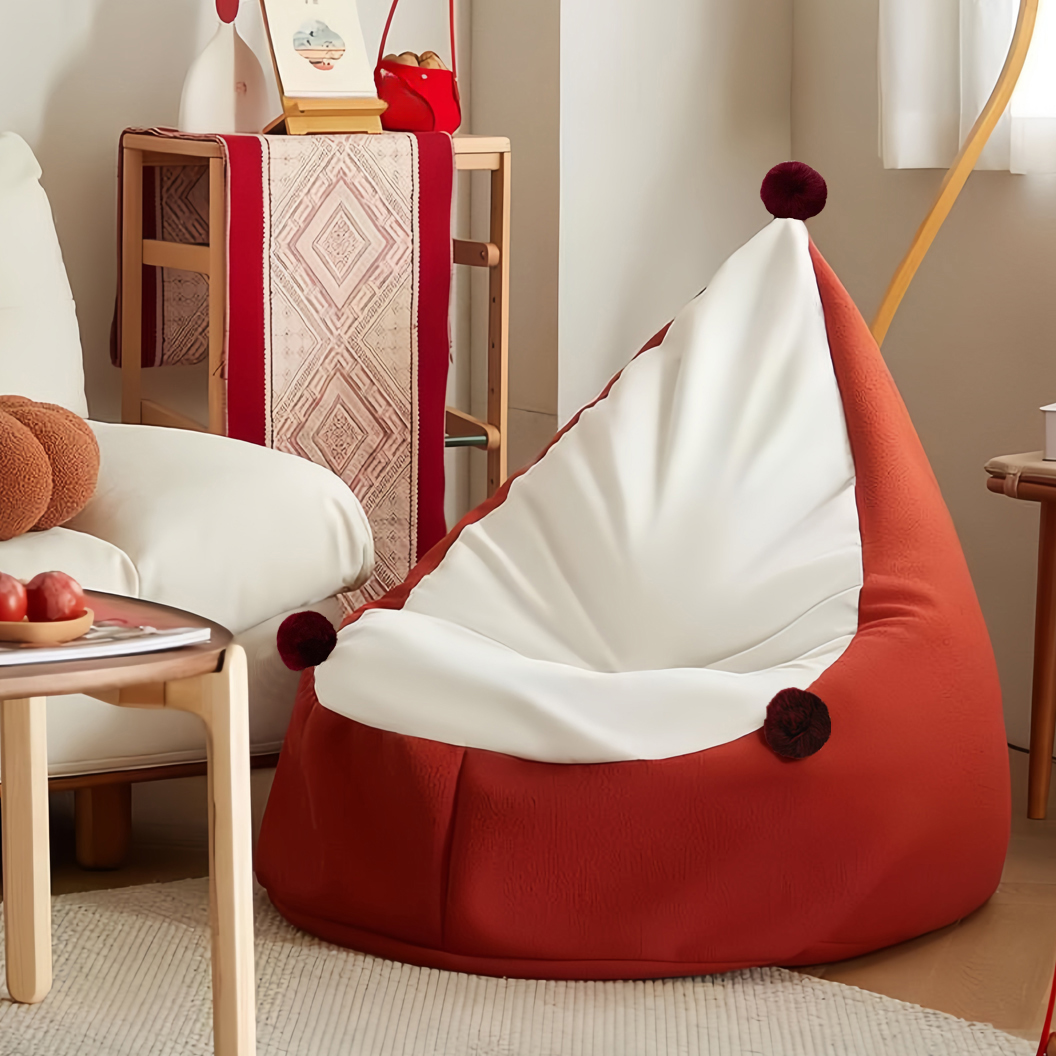 White Ultrasuede Bean Bag Chair for One, Pre-Filled with Removable Cover