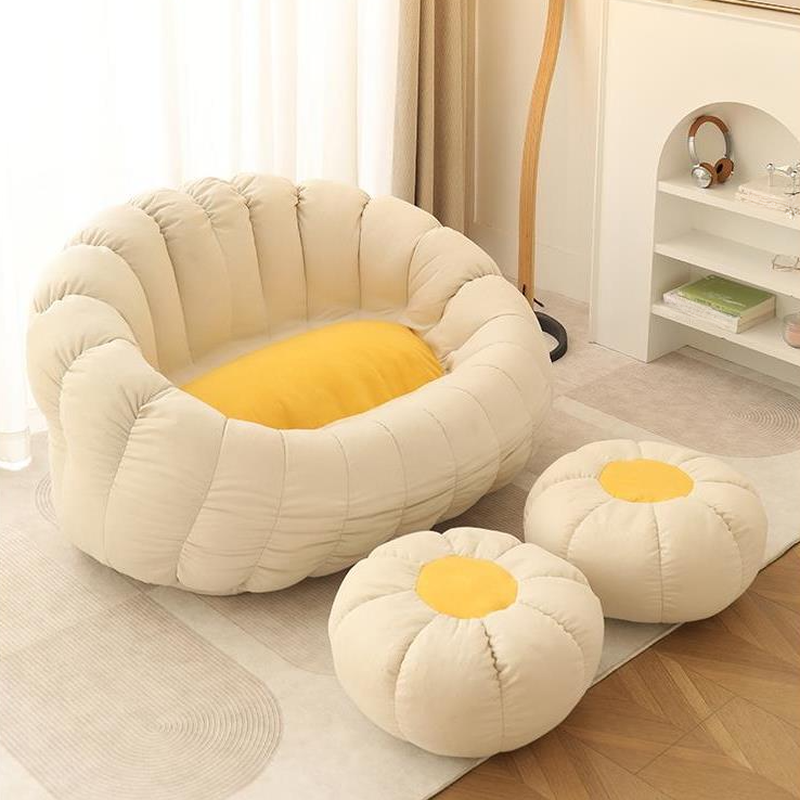 Solid Colour Sherpa and Snowflake Velvet Bean Bag Chair/Couch in Gray, Magenta, and Cream for 1 or 2 People with Removable Cover and Pre-Filled with Polystyrene Beans