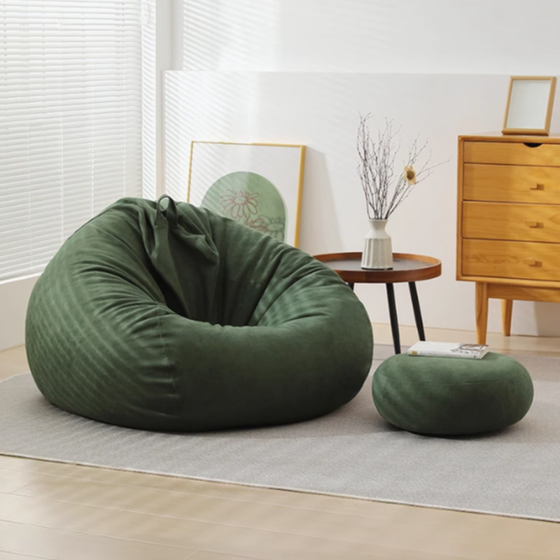 Solid Colour Bean Bag Set in Ultrasuede, Gray/Carnation/Brown, Movable with Expanded Polystyrene Beans, Pre-Filled, Includes Storage Container